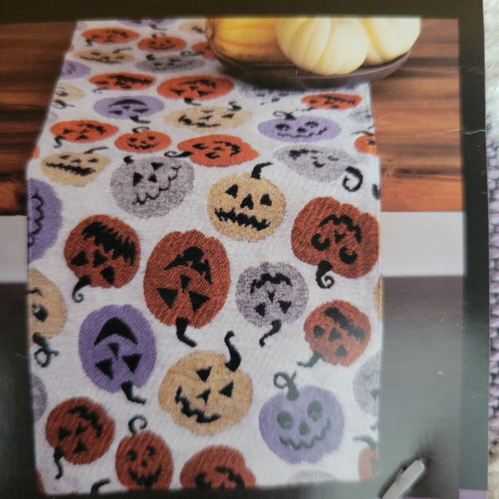 Halloween Dancing Jack O Lanterns Pumpkin Tapestry Table Runner New